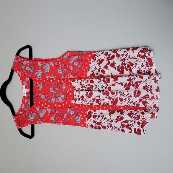DR2 Feminine Vibrant Summer red and white mixed floral boho top Medium - Picture 1 of 11